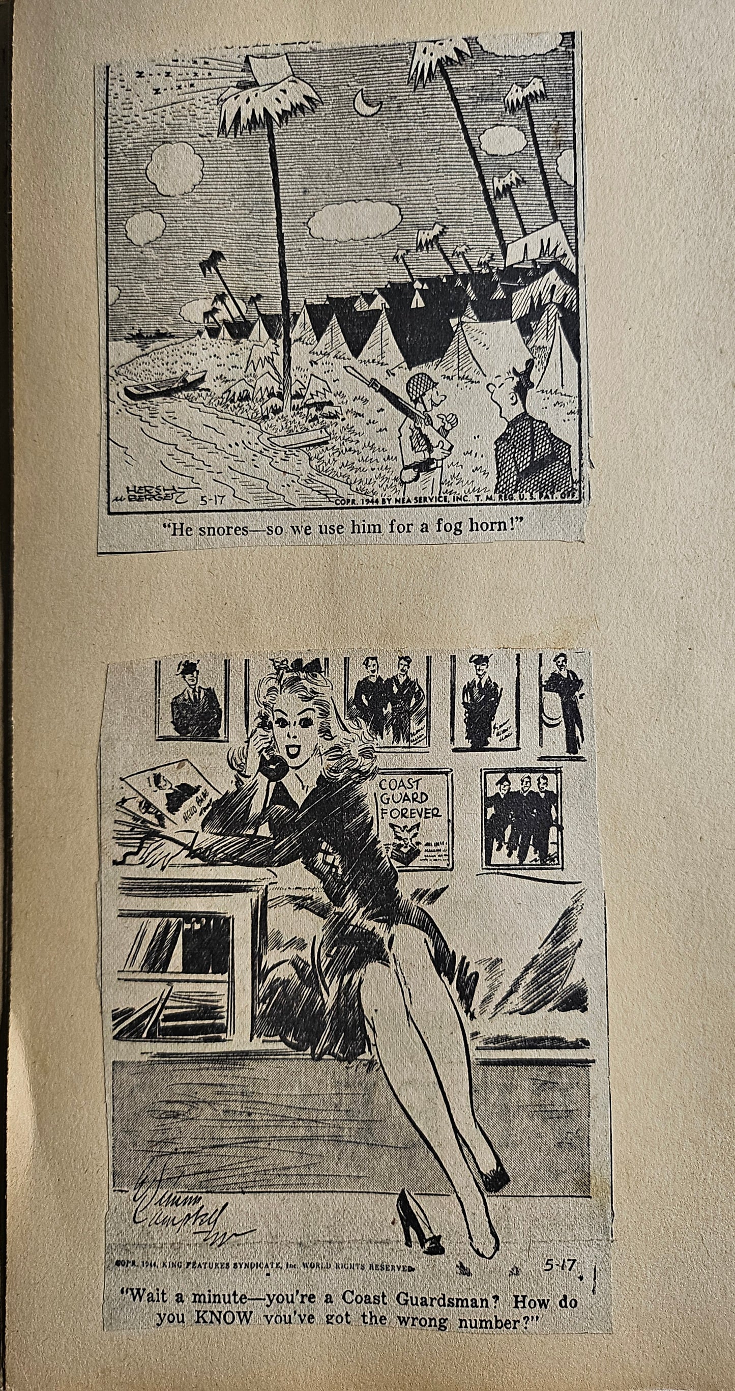 WWII Cartoon Scrapbook Archive (2 Volumes, 1940s) – Wartime Humor, Satire & Propaganda