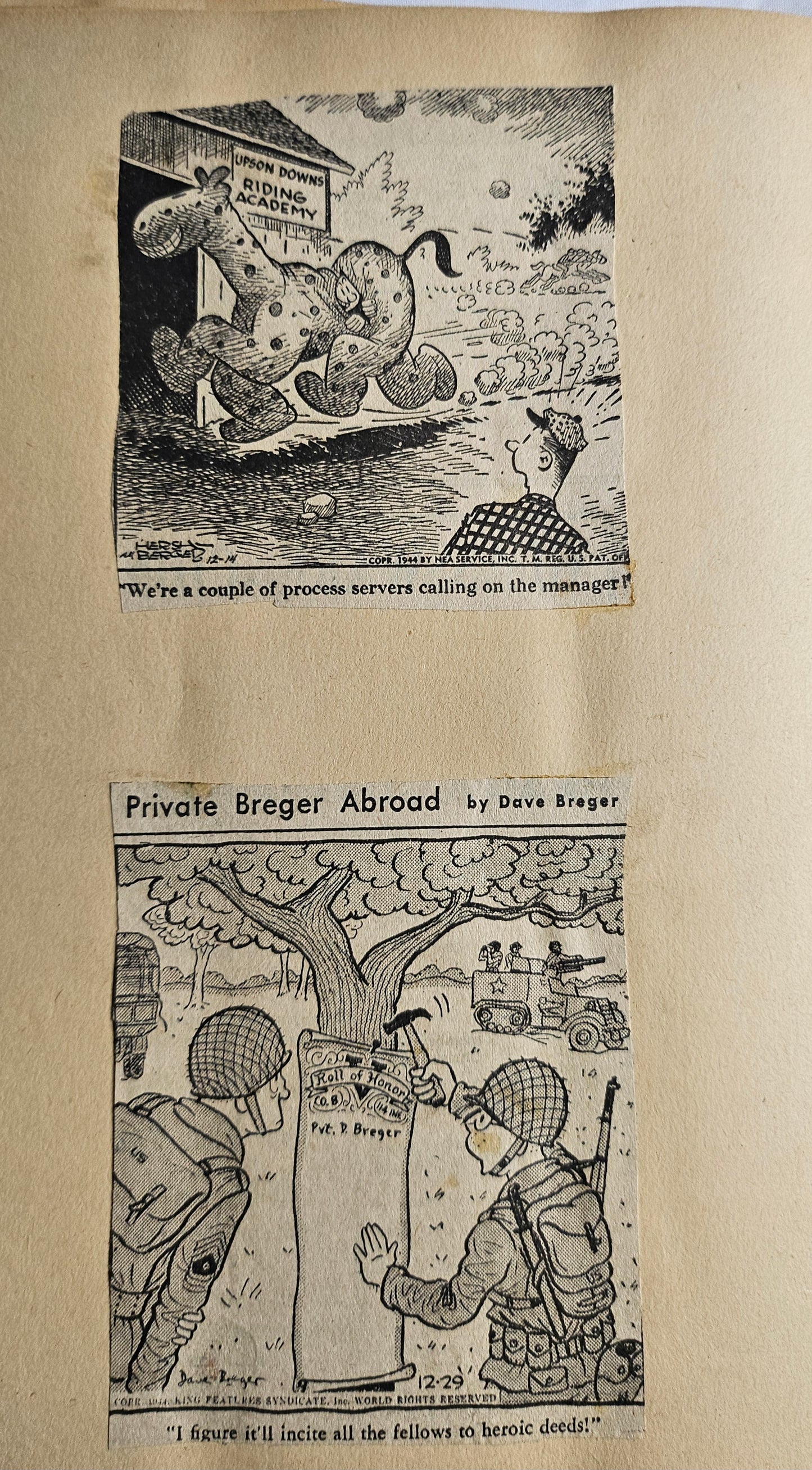WWII Cartoon Scrapbook Archive (2 Volumes, 1940s) – Wartime Humor, Satire & Propaganda