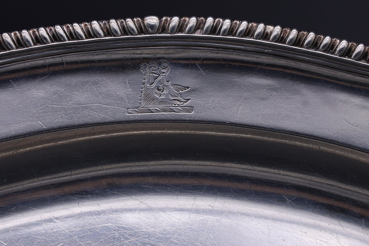 119oz Antique English Sterling Silver Platter – 1787 George III Wakelin & Taylor – Armorial, Bluhdorn Estate
