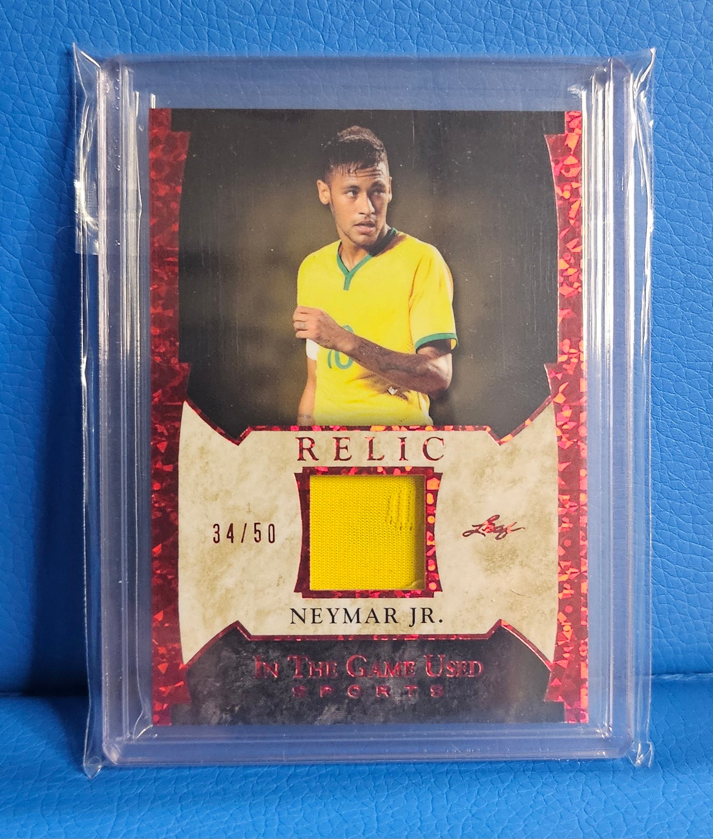 Neymar Jr Leaf Relic Patch In The Game Used 34/50 Soccer Brasil