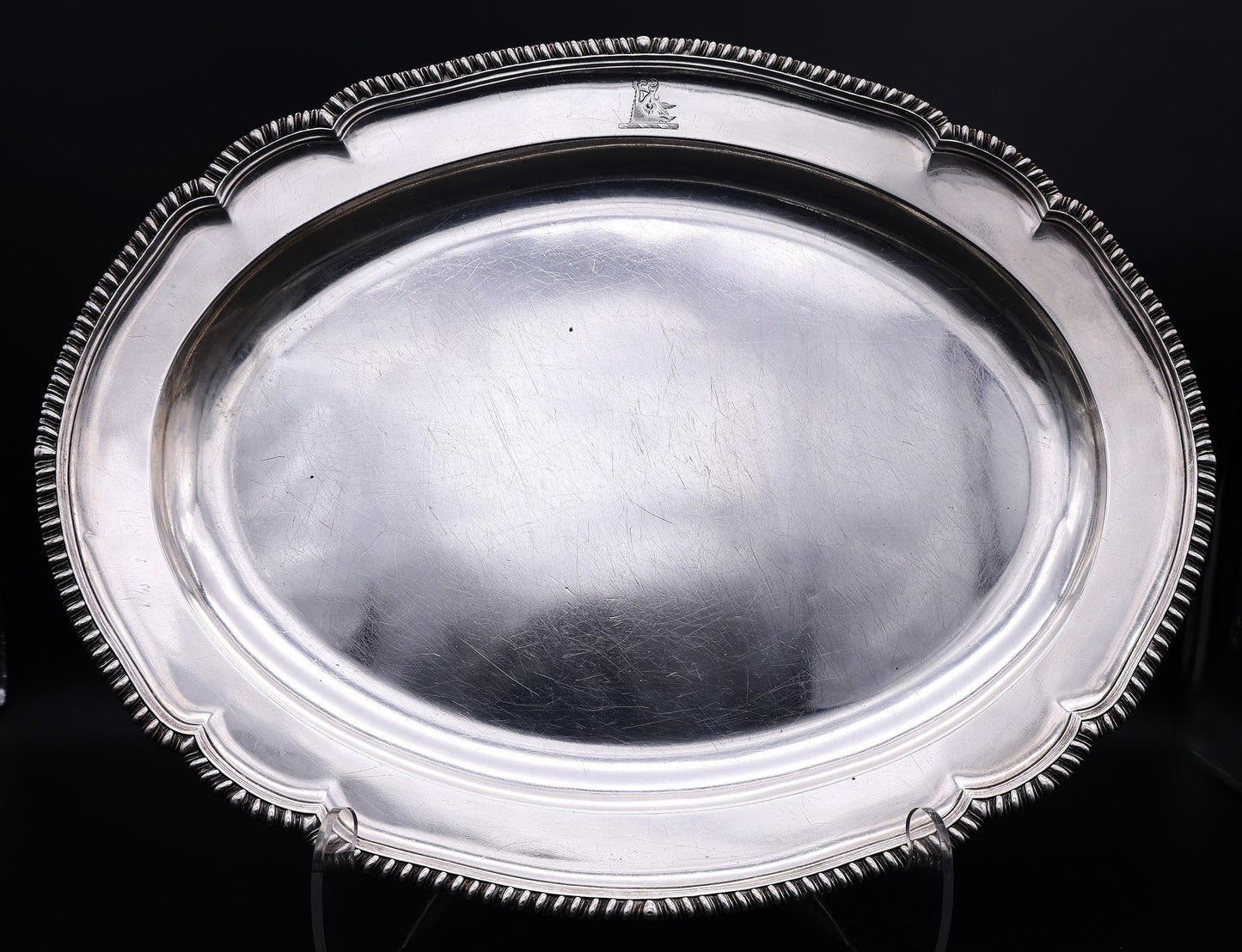 119oz Antique English Sterling Silver Platter – 1787 George III Wakelin & Taylor – Armorial, Bluhdorn Estate