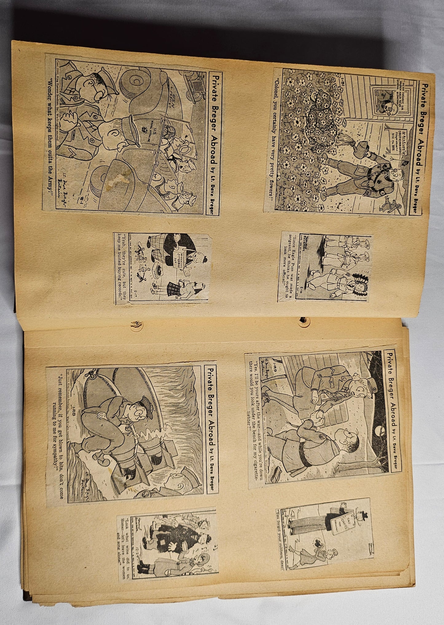 WWII Cartoon Scrapbook Archive (2 Volumes, 1940s) – Wartime Humor, Satire & Propaganda