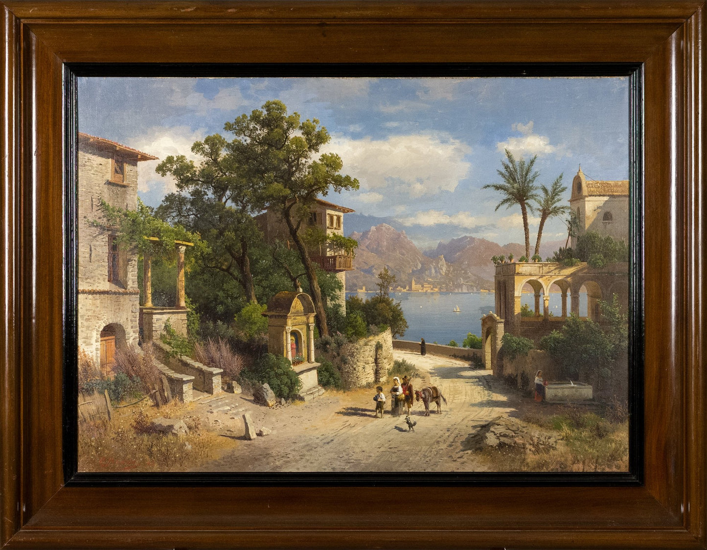 Karl Gustav Rodde — Harbor Town, Italy
Original 19th-Century Oil on Canvas
Signed “C. Rodde” (lower left)