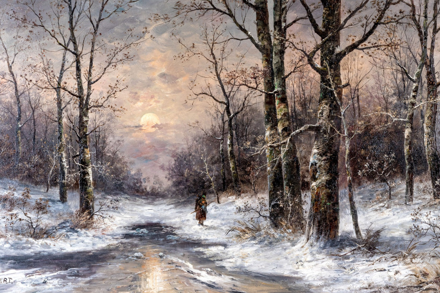 Karl Kaufmann (Austrian, 1843-1905) Oil On Canvas, Winter Landscape