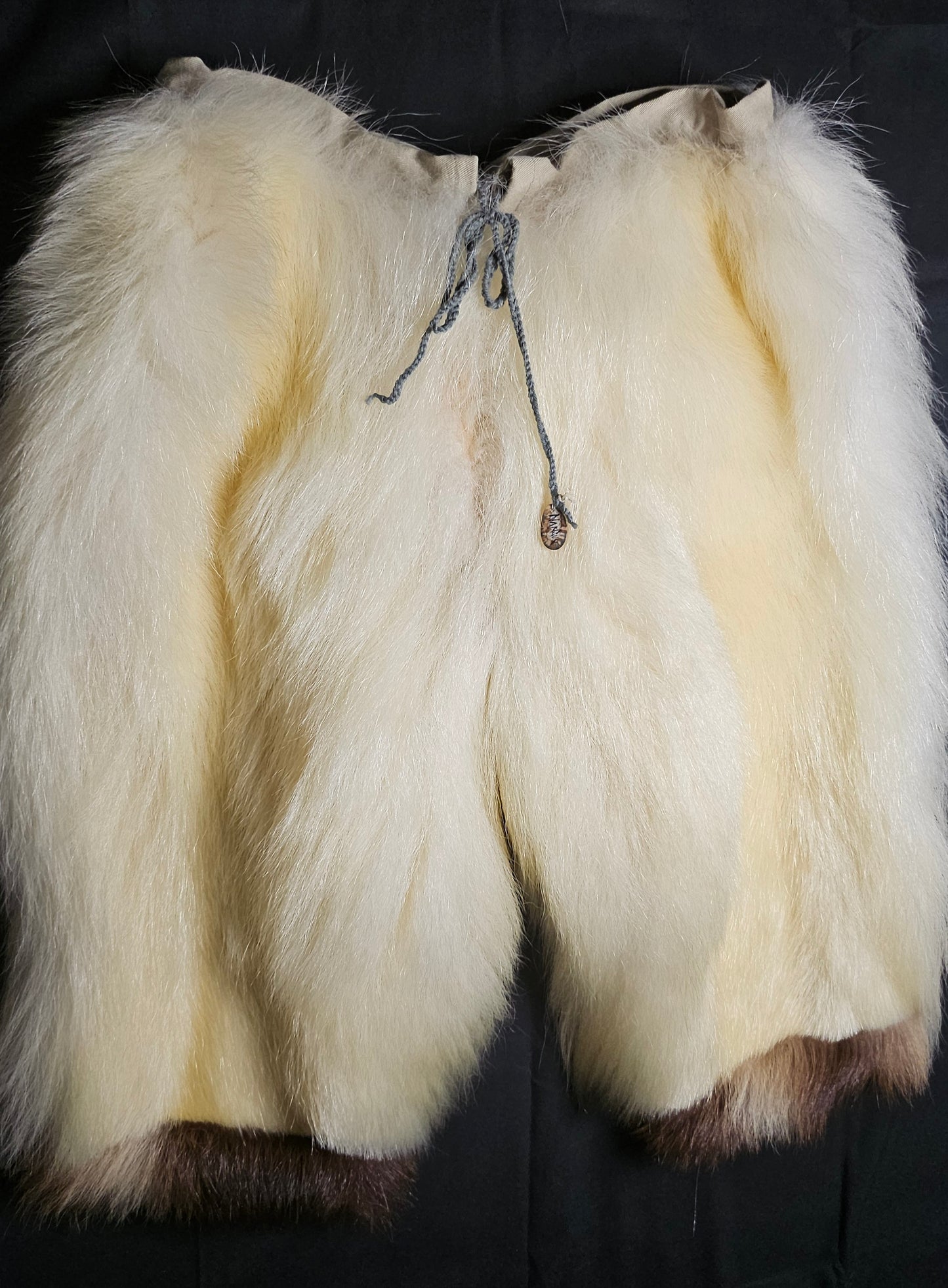 Authentic Traditional Style Real Polar Bear Fur Pants With Wolverine Trim