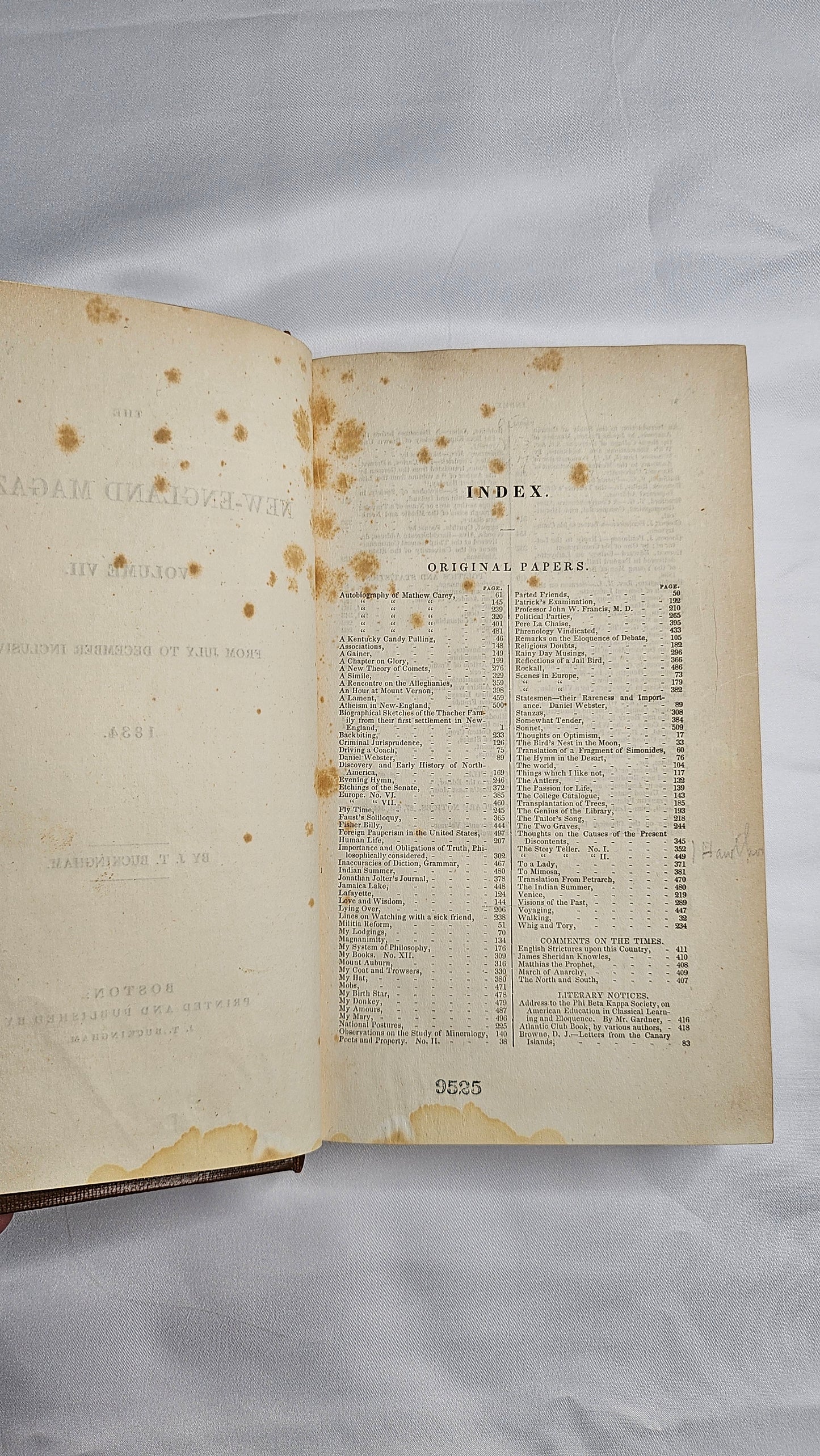 Hawthorne 1834 1st – “The Story Teller” Parts I & II – Pre-Twice-Told Tales – New-England Magazine