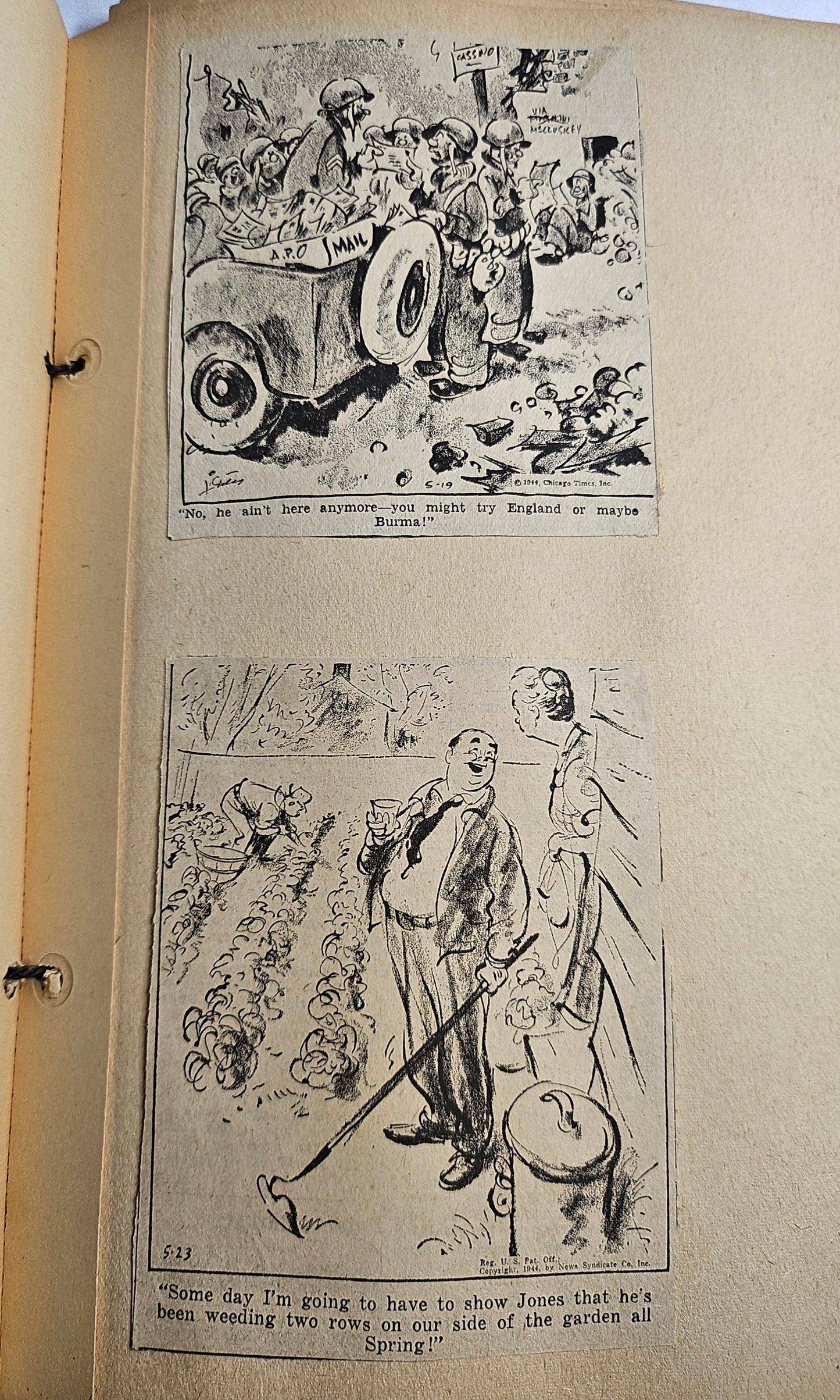 WWII Cartoon Scrapbook Archive (2 Volumes, 1940s) – Wartime Humor, Satire & Propaganda