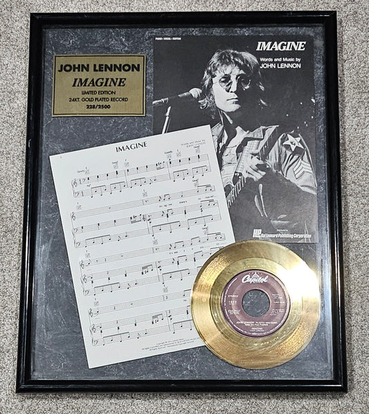 John Lennon "Imagine" 24kt Gold Record - Limited Edition (#228/2500) - Estate Certified by Bag One Arts