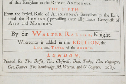 1687 Folio – The History of the World – Sir Walter Raleigh – London – Original Calf Binding