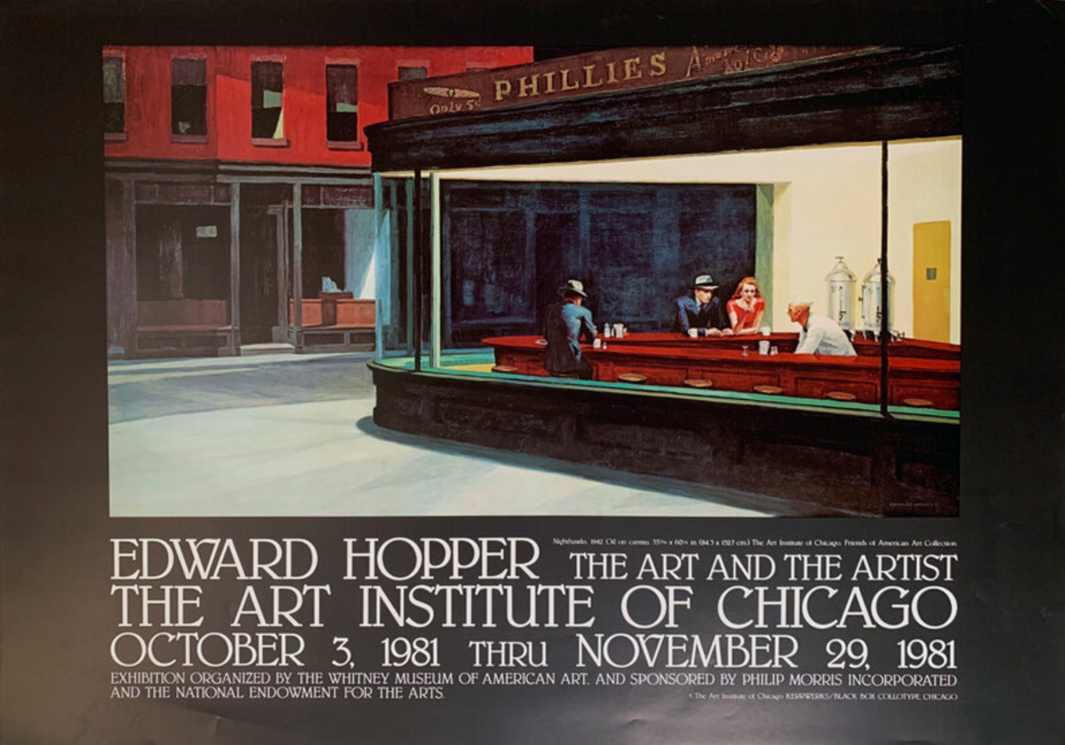 Edward Hopper — 1981 Chicago Nighthawks exhibition poster