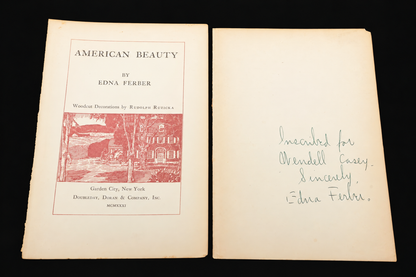Edna Ferber — Signed Inscribed Leaf & American Beauty Title Leaf, 1931