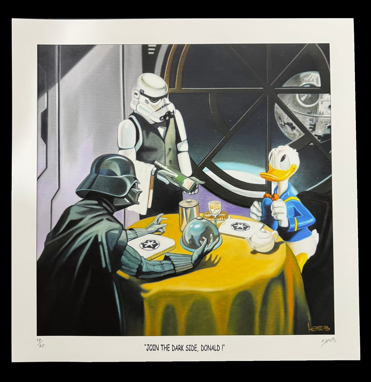 Michael Loeb Join the Dark Side, Donald!, signed print 17/60 on museum-black background