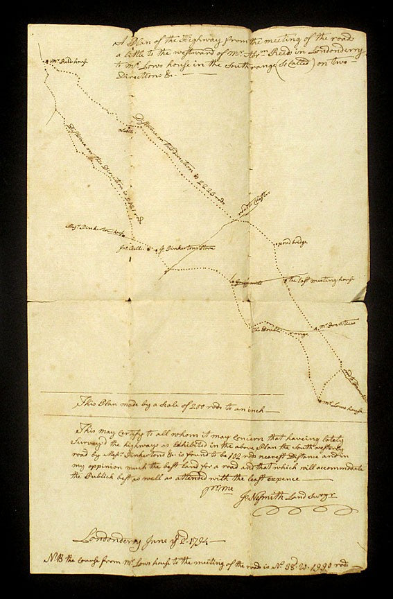 James Nesmith — Manuscript survey map of Londonderry, New Hampshire, 1794