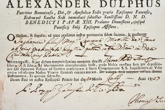 Fano — Ecclesiastical Certificate of Freedom to Marry — 20 July 1727 — marriage2.jpg