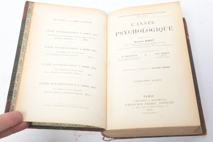 Alfred Binet, Editor — L’Année Psychologique — Fifth Year, Paris, 1899 — photographed detail