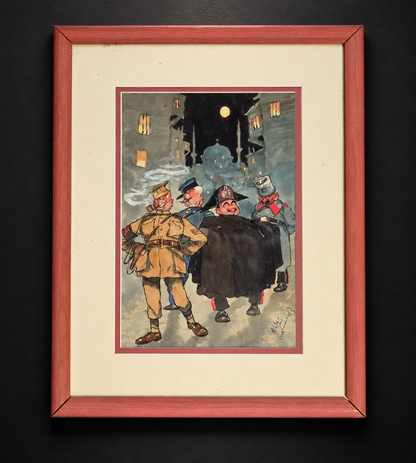 Vladimir Kadulin — Constantinople, 1923, framed watercolor and ink on a black museum background