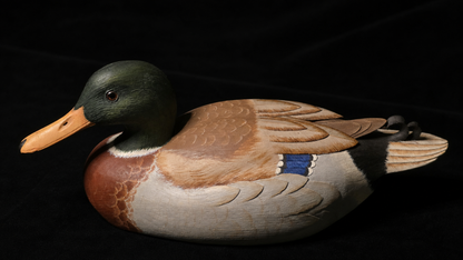 Val Waugh Hand Carved Mallard Drake Duck Decoy Glass Eyes