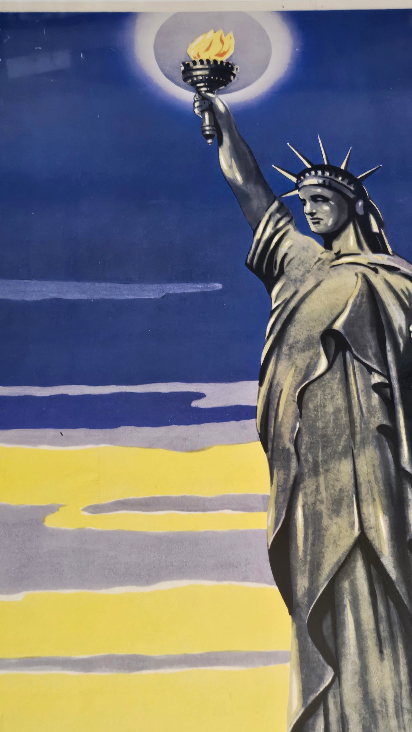 1943 U.S. Treasury Yiddish War Bonds Poster — Statue of Liberty — WWII Government Printing (Rare Jewish-Language Issue)