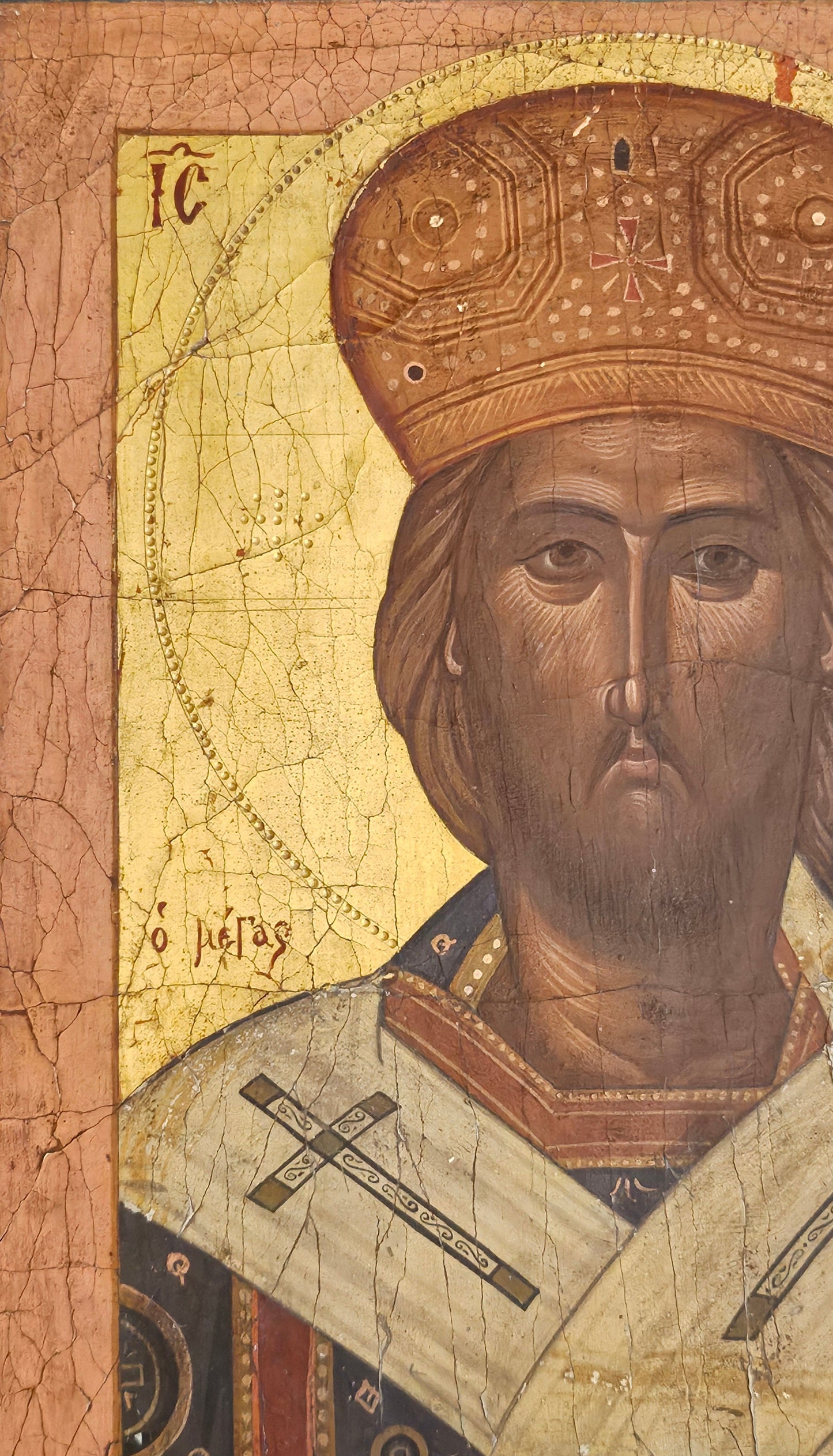 18th–Early 19th-Century Orthodox Icon of Christ the Great Hierarch