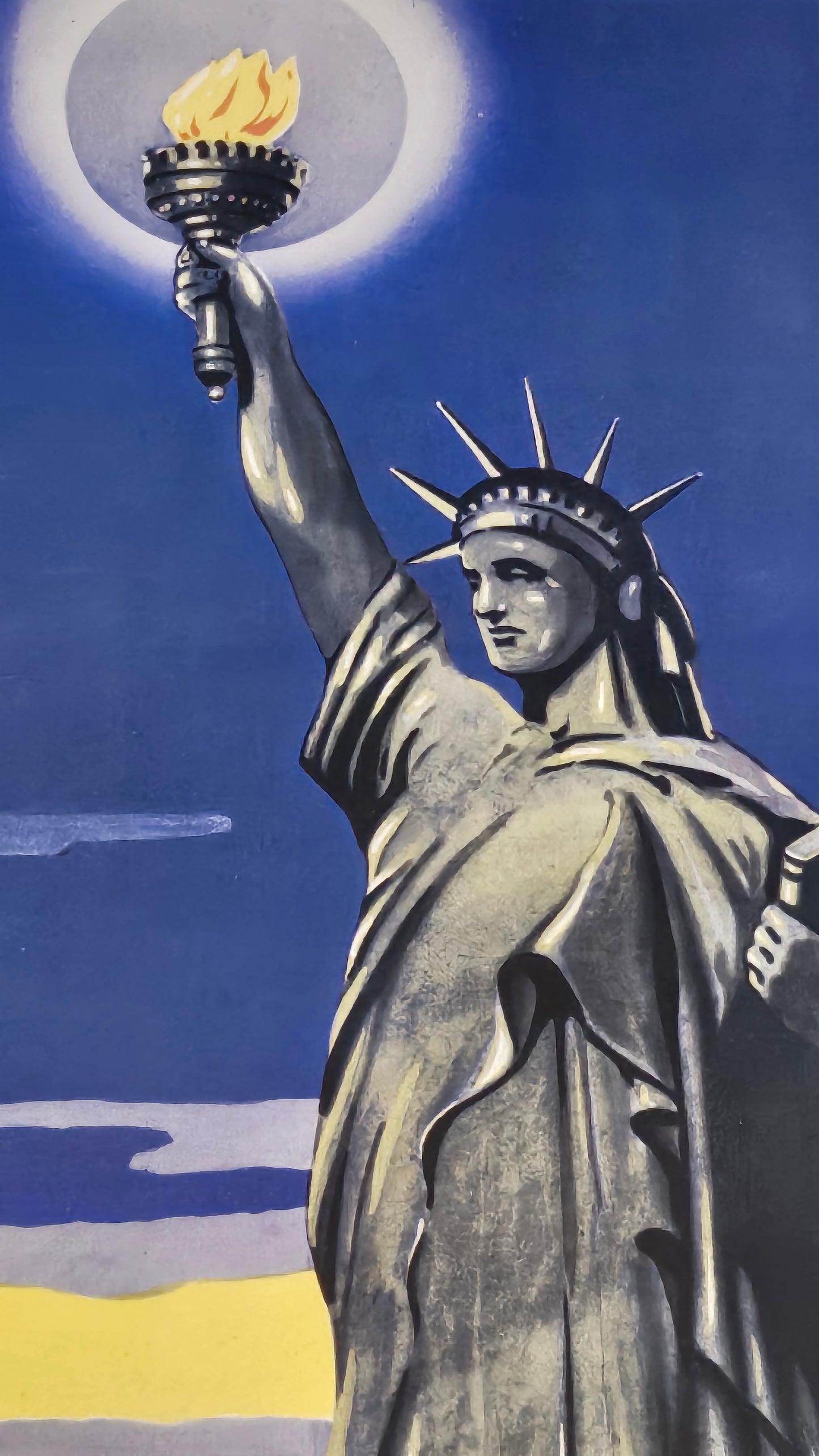 1943 U.S. Treasury Yiddish War Bonds Poster — Statue of Liberty — WWII Government Printing (Rare Jewish-Language Issue)
