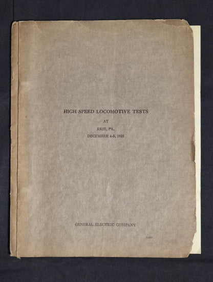 RARE Railroad Engineering Archive 1923 GE Train Tests W&LE Original Files
