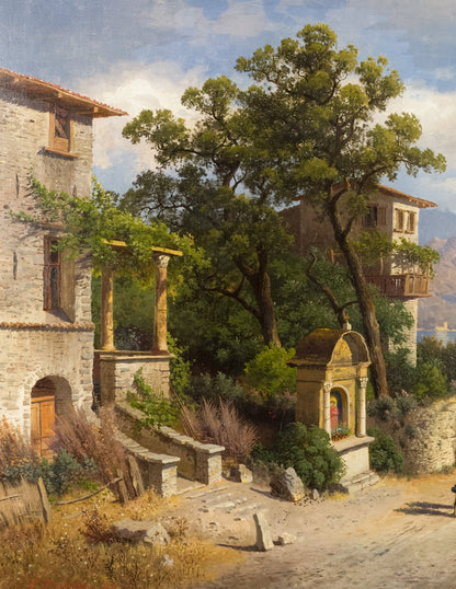 Karl Gustav Rodde — Harbor Town, Italy
Original 19th-Century Oil on Canvas
Signed “C. Rodde” (lower left)