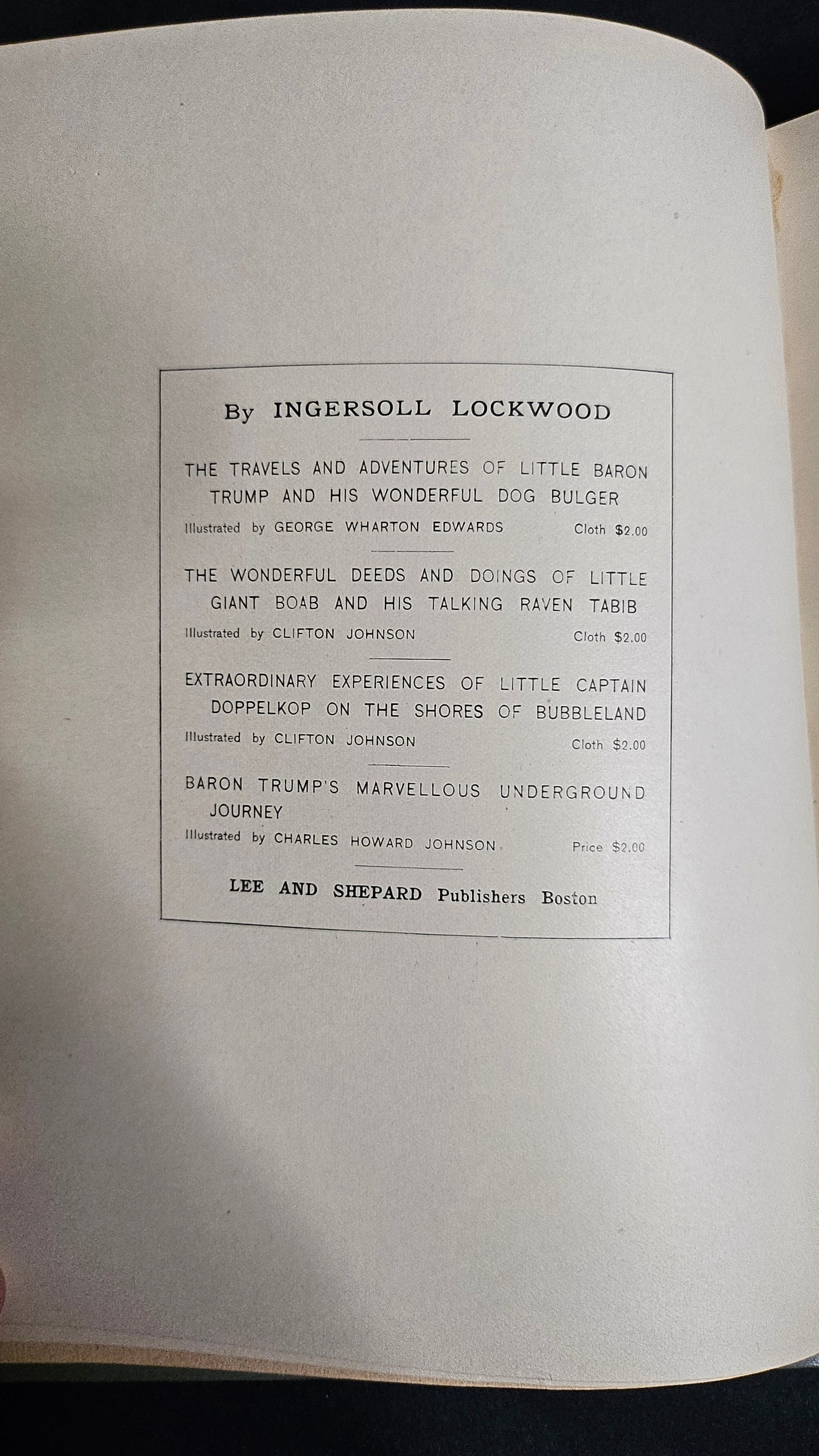 1893 1st Edition Baron Trump’s Marvellous Underground Journey — Ingersoll Lockwood — Rare Original Cloth Binding