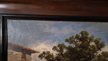 Karl Gustav Rodde — Harbor Town, Italy
Original 19th-Century Oil on Canvas
Signed “C. Rodde” (lower left)