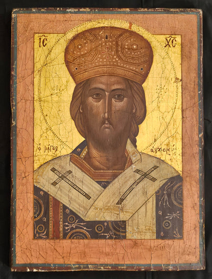 18th–Early 19th-Century Orthodox Icon of Christ the Great Hierarch