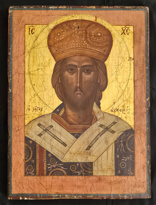 18th–Early 19th-Century Orthodox Icon of Christ the Great Hierarch