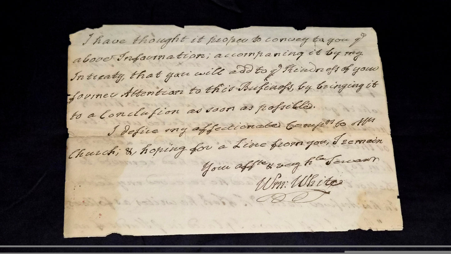 RARE 1825 ALS Bishop William White - Founding Father Chaplain - Philip Church / Hamilton Interest