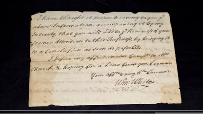 RARE 1825 ALS Bishop William White - Founding Father Chaplain - Philip Church / Hamilton Interest