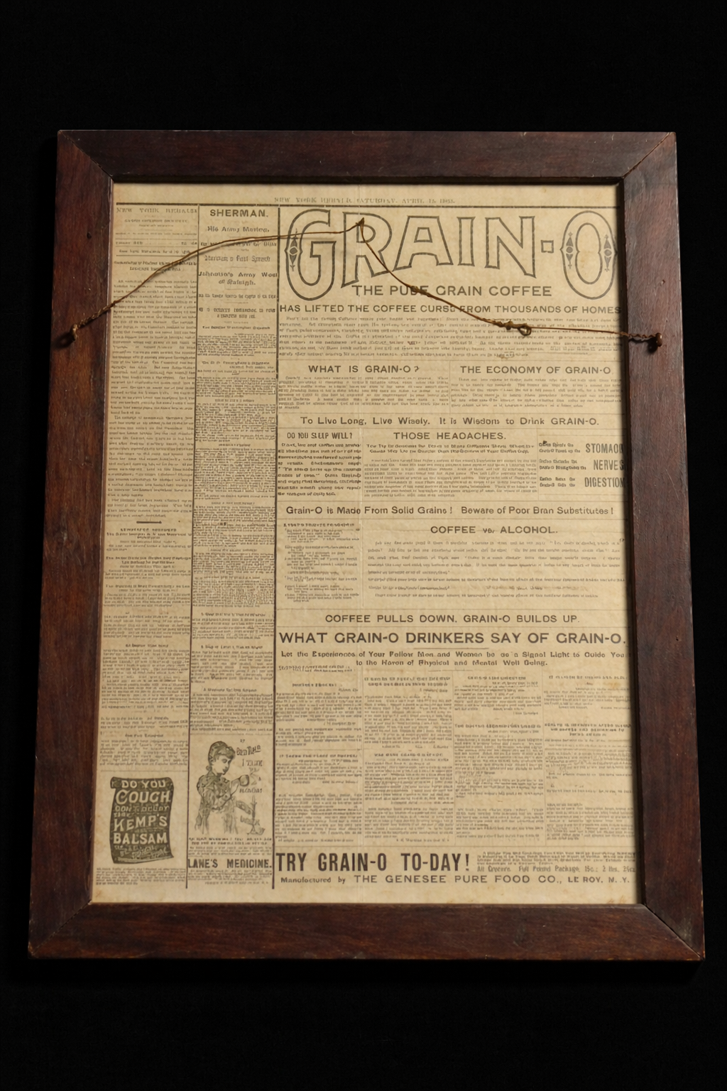 1880s Reprint Abraham Lincoln Assassination 1865 New York Herald Grain-O Coffee
