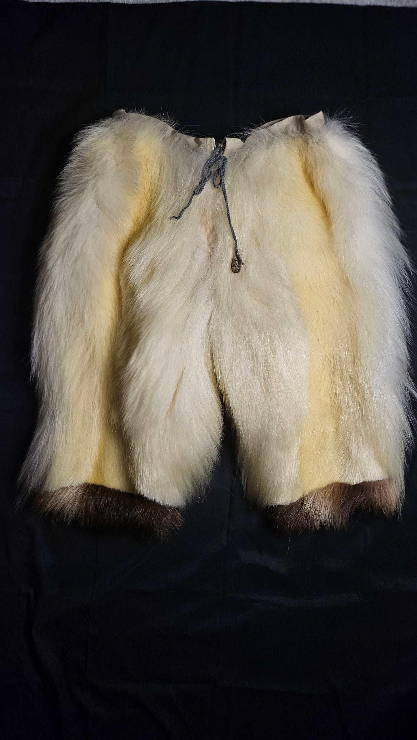 Authentic Traditional Style Real Polar Bear Fur Pants With Wolverine Trim