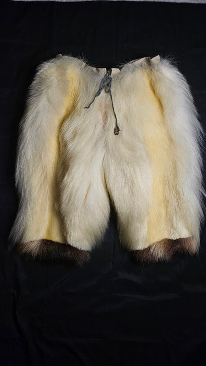 Authentic Traditional Style Real Polar Bear Fur Pants With Wolverine Trim