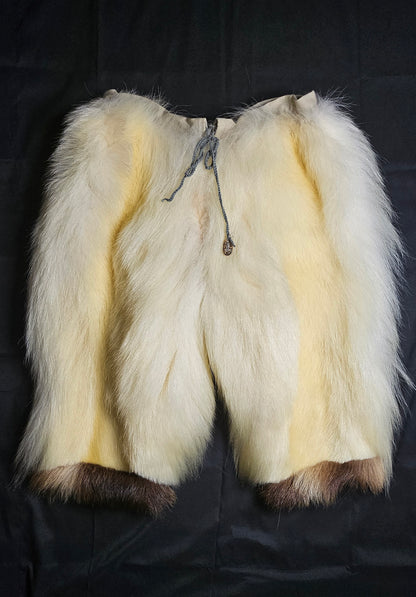 Authentic Traditional Style Real Polar Bear Fur Pants With Wolverine Trim