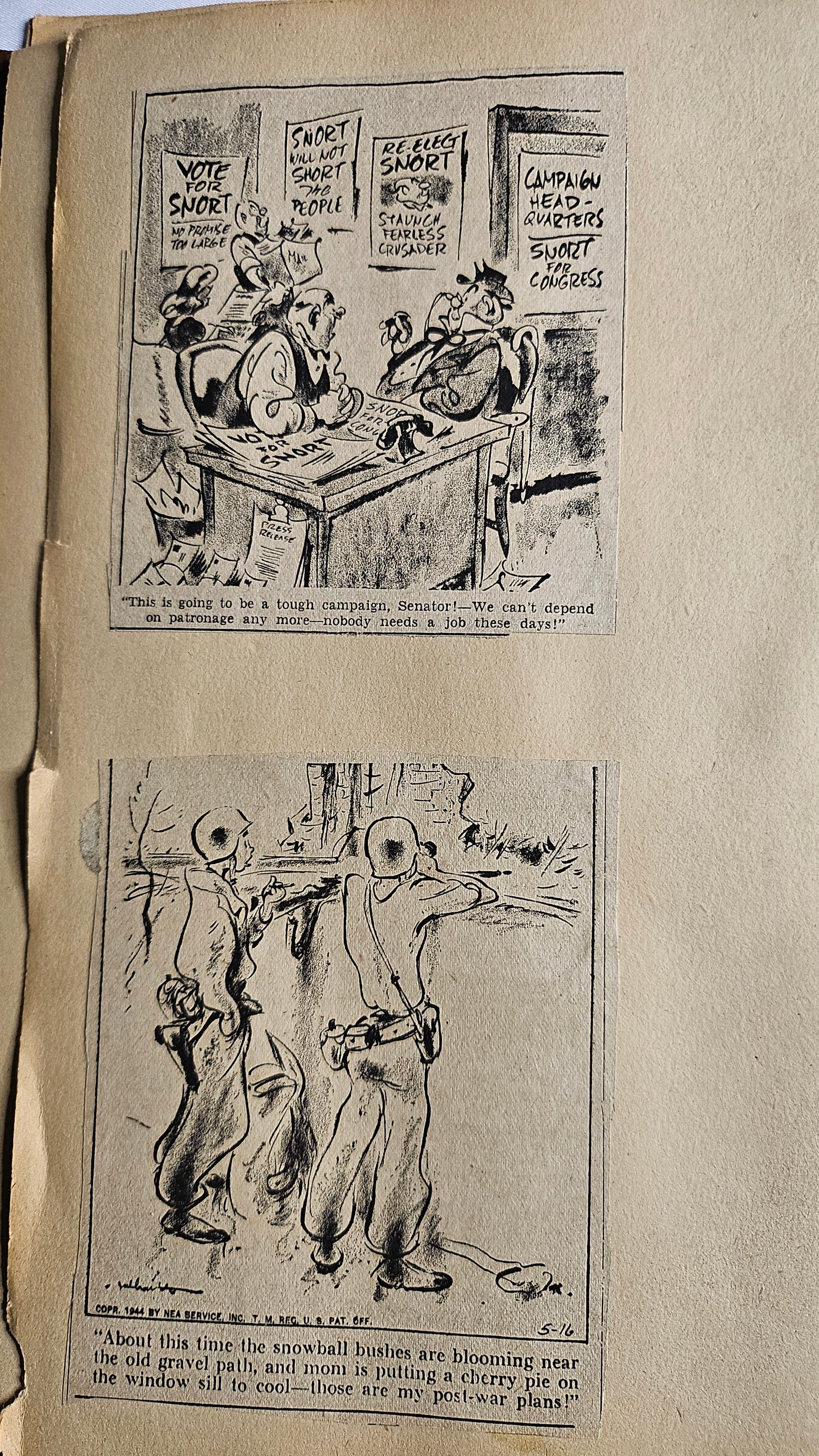 WWII Cartoon Scrapbook Archive (2 Volumes, 1940s) – Wartime Humor, Satire & Propaganda