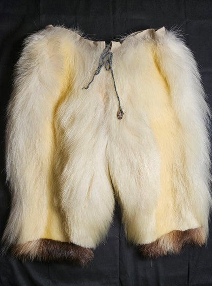 Authentic Traditional Style Real Polar Bear Fur Pants With Wolverine Trim