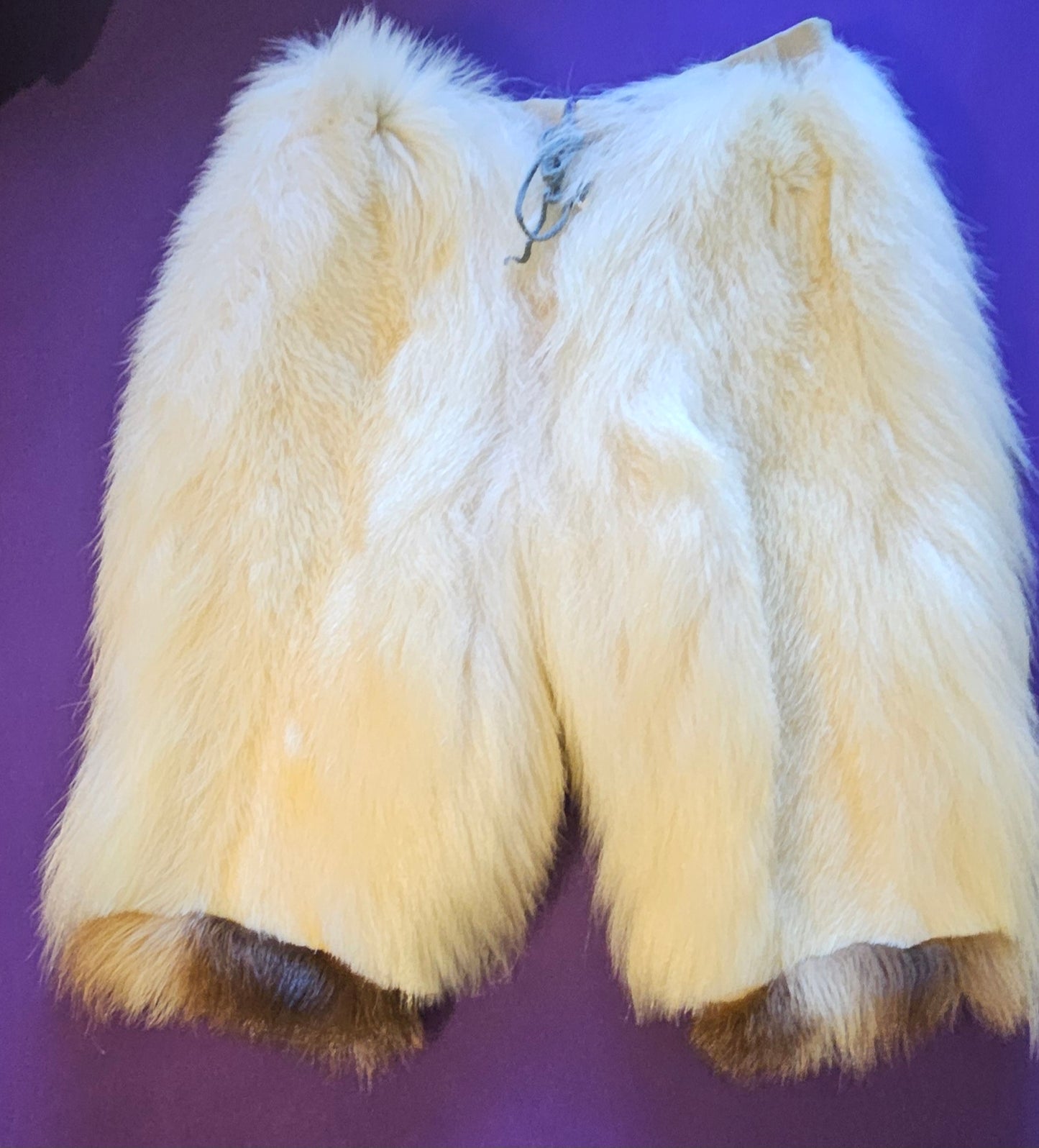 Authentic Traditional Style Real Polar Bear Fur Pants With Wolverine Trim