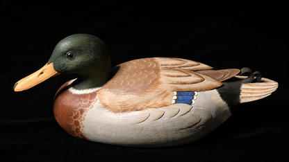 Val Waugh Hand Carved Mallard Drake Duck Decoy Glass Eyes