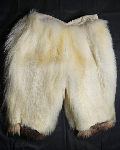 Authentic Traditional Style Real Polar Bear Fur Pants With Wolverine Trim