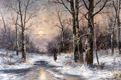 Karl Kaufmann (Austrian, 1843-1905) Oil On Canvas, Winter Landscape