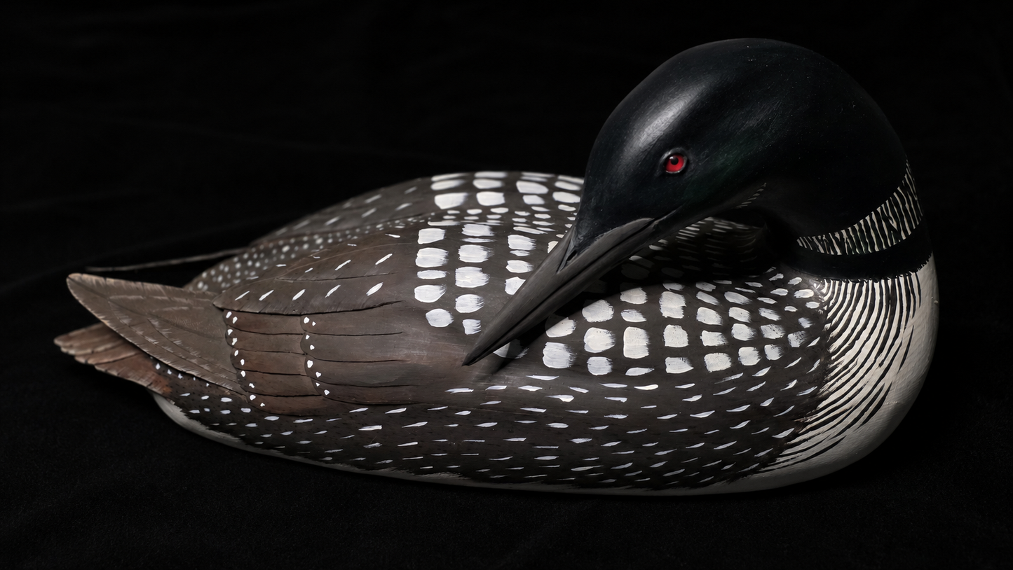 Val Waugh Signed Hand-Carved & Painted Loon Decoy 15.5
