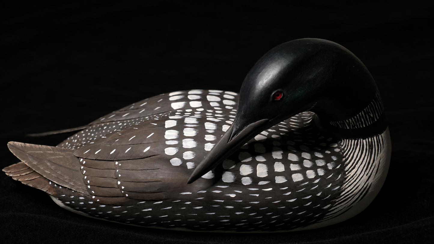Val Waugh Signed Hand-Carved & Painted Loon Decoy 15.5