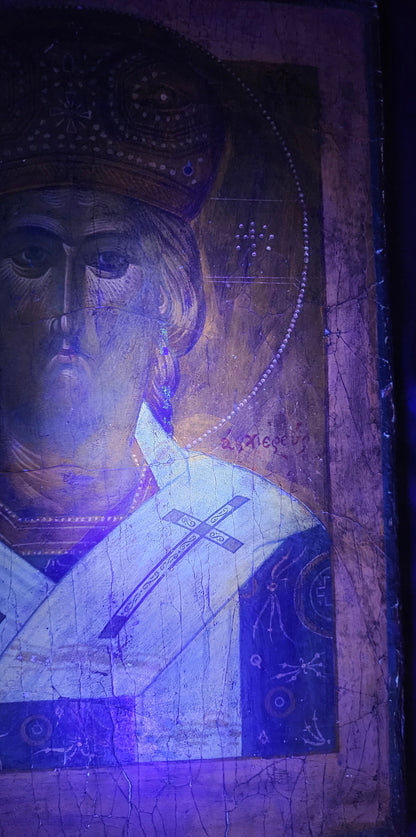 18th–Early 19th-Century Orthodox Icon of Christ the Great Hierarch