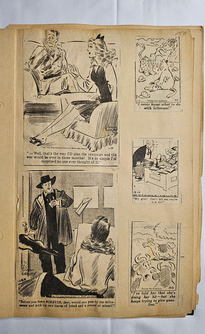 WWII Cartoon Scrapbook Archive (2 Volumes, 1940s) – Wartime Humor, Satire & Propaganda