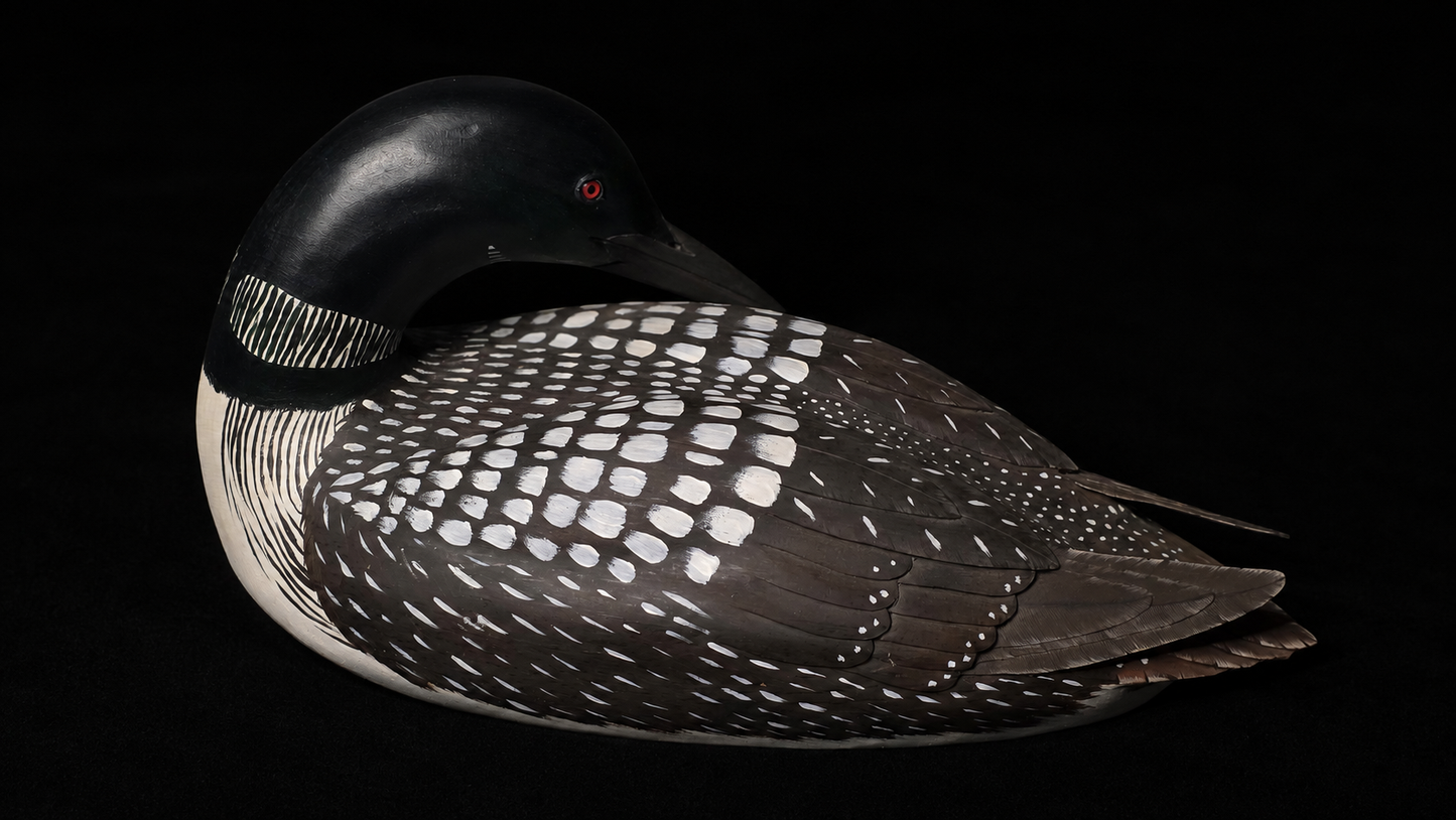 Val Waugh Signed Hand-Carved & Painted Loon Decoy 15.5