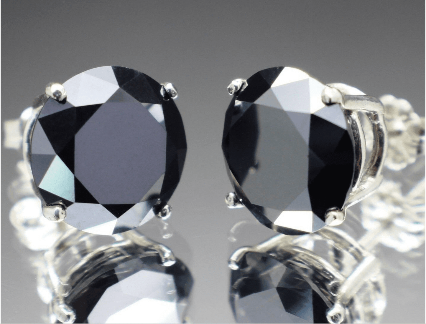 7.50tcw Real Black Diamond Stud Earrings | Bollëku