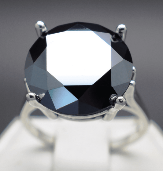 8.52cts 14.36mm Real Black Diamond Ring | Bollëku