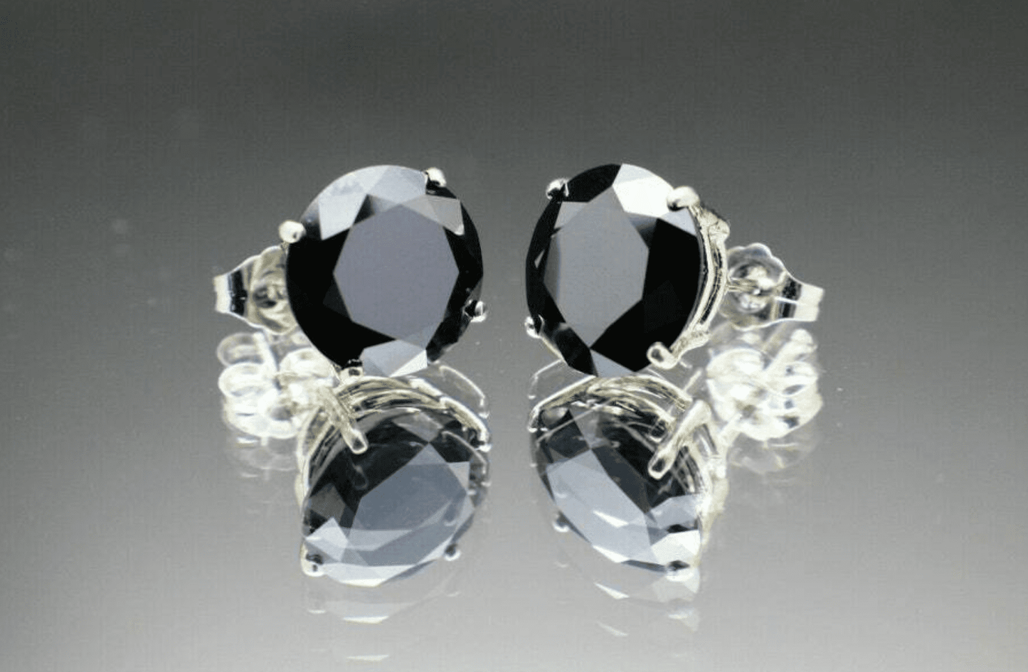 00tcw real natural black diamond stud earrings - 2